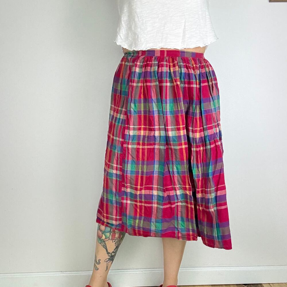 in Style pink plaid skirt with elastic Medium